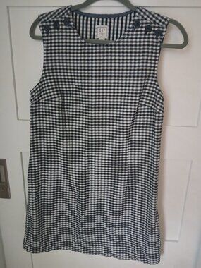 Gap women's black and white denim shift dress Size 8